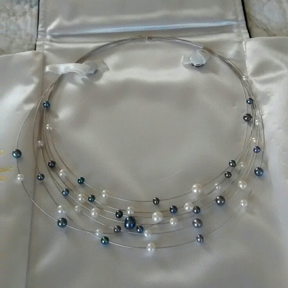 Sterling Silver gray and white pearl from St Thoma